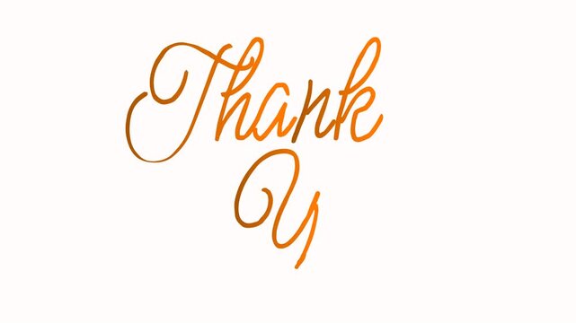 A digital animation of the phrase 'Thank You' in elegant, orange cursive script on a transparent background.