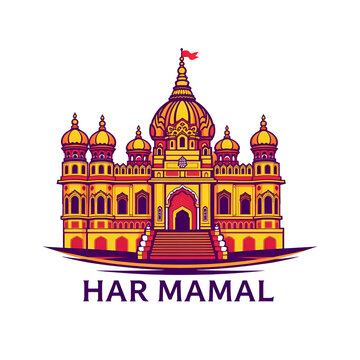 Vibrant har mahal palace logo design Vector