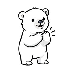 Obraz premium Cute polar bear standing and smiling on white background