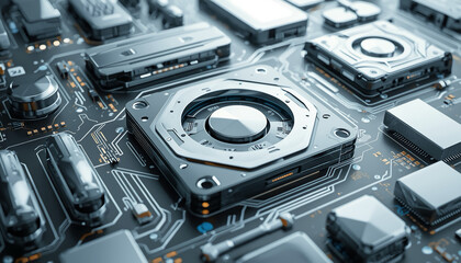 Close-up of advanced circuitry, circuit board, technology, hardware, microchips