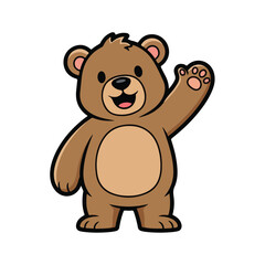 Obraz premium Friendly cartoon bear waving with a happy expression on its face