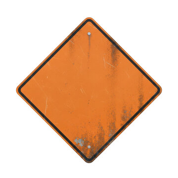 Blank orange diamond road sign