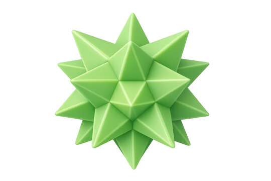 Abstract lime green geometric spiky shape 3d rendering. Modern complex star polyhedron generating visual energy