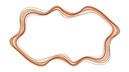 Abstract decorative border illustration composed of many overlapping wavy thin brown lines forming an organic frame on white.