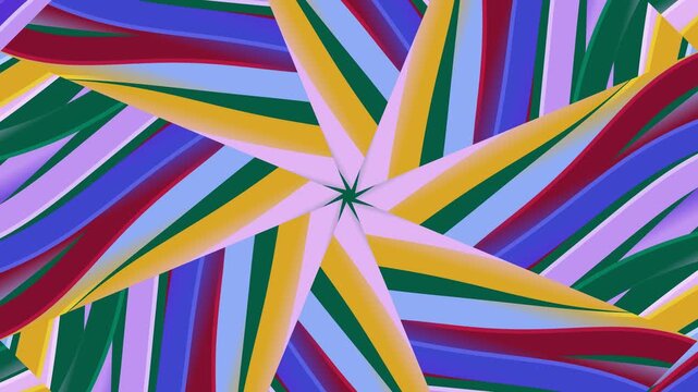 Vibrant starburst design featuring colorful stripes and geometric patterns
