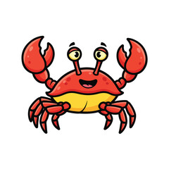 Fototapeta premium Cartoon crab character with raised claws and cheerful expression