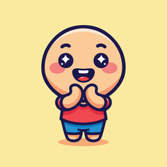 Obraz premium Cute cartoon character with rosy cheeks and happy expression