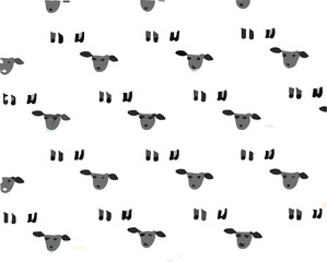 Seamless cute sheep pattern flat vector illustration farm animal background for nursery textile and wallpaper design
