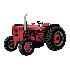 Obraz premium red tractor isolated