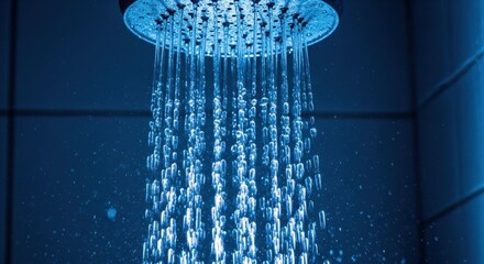 Invigorating Shower Head with Blue Lighting for Relaxation.
