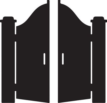 Black gate, open gate, silhouette gate, vector gate icon