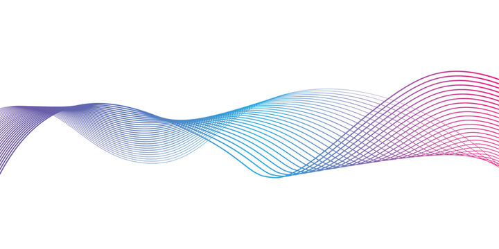 Abstract colorful flowing wavey lines. Futuristic technology and sound wave pattern for background or overlay. Transparent vector