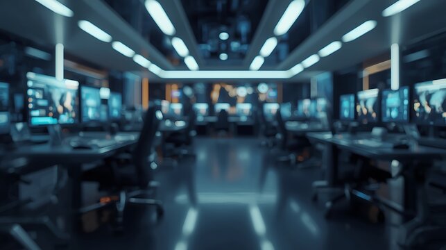 AI Generative Futuristic Control Room with Advanced Computer Technology