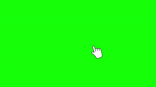 Hand Cursor Click Icon on Green Screen &ndash; Web Navigation and UI Interaction Concept