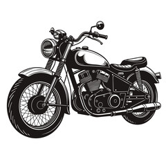 Naklejka premium Classic Motorcycle Side Profile Vector Art - Vintage Chrome Cruiser Style