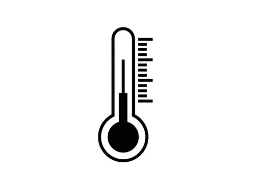 Black line icon of a thermometer on transparent background