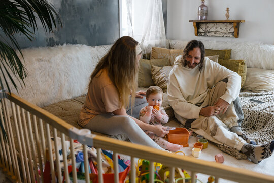 Loving Family Spending Quality Time Playing Together at Home