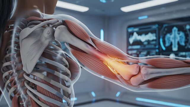 Detailed Human Arm Anatomy Muscle Bone Structure Musculoskeletal System Medical Visualization
