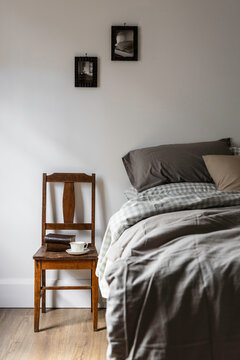 Vintage styled bedroom with coffee