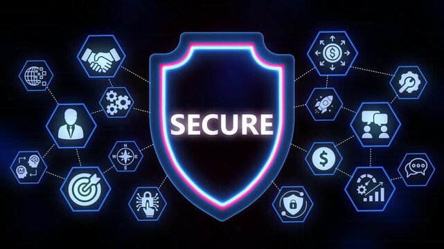 Glowing Shield with Secure Iconography Illustrating Digital Safety and Network Protection security