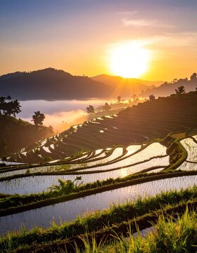 Rice terrace sunset