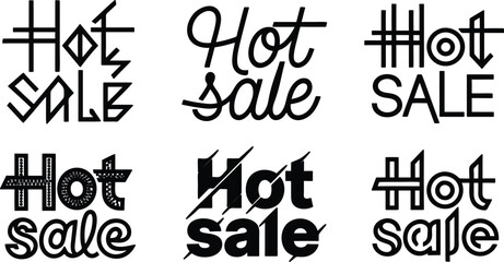 Set of six different hot sale signs in black color