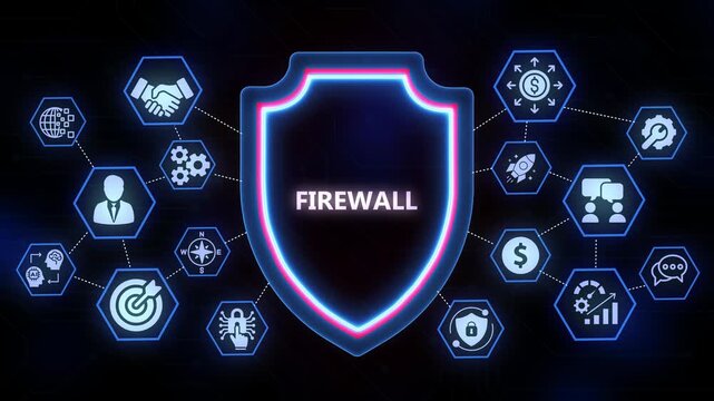 Firewall Shield Iconography Illustrating Network Security and Digital Defense Systems technology