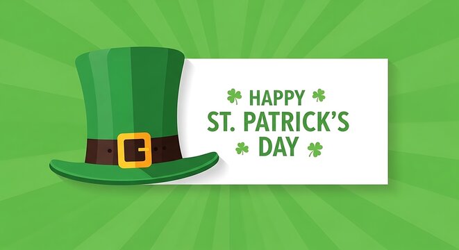 St patrick's day celebration with green hat and shamrocks