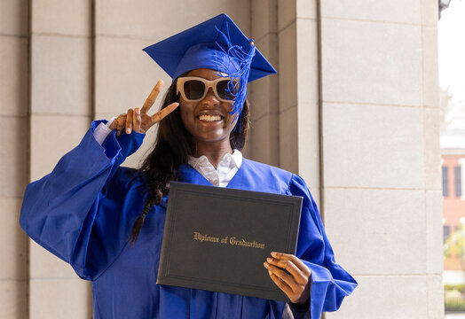  Black Teen school proud graduate peace sign 