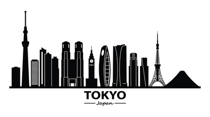 Fototapeta premium Tokyo Japan skyline cityscape graphic