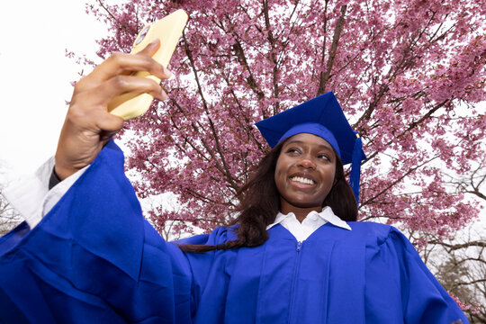 Black Teen school student taking cellphone Selfie 