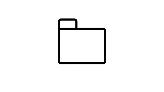 Office folder Icon Animation. Minimalist animated folder icon for computer file storage, office documentation, and digital data management systems.