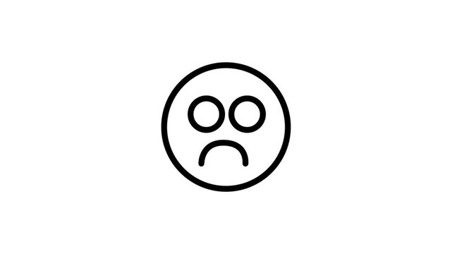 Sad smiley face Animation Icon. Animated sad smiley face icon with big eyes for expressing disappointment, negative feedback, or sorrow.