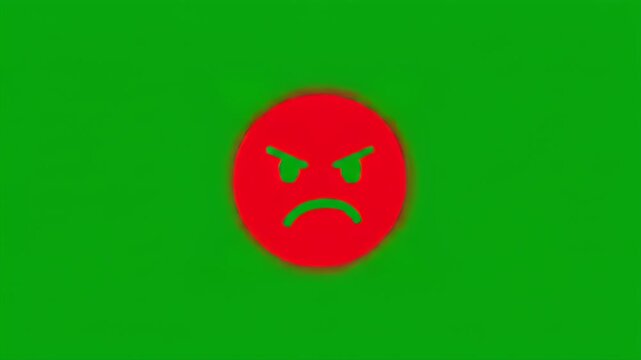 A red angry emoji on a green background. The emoji has angry eyes and a downturned mouth