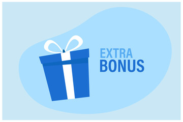 Extra bonus with gift box. Promotions, rewards, and special offers vector illustration