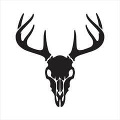 silhouette of deer head skull vector art illustration
