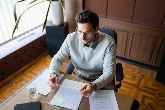 A man works in the office