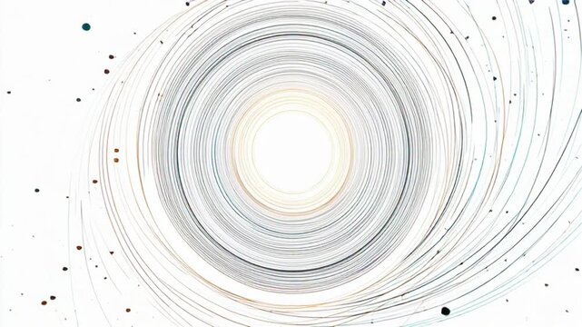 Circular motion animation with abstract lines and dots inspired by music in 4K resolution
