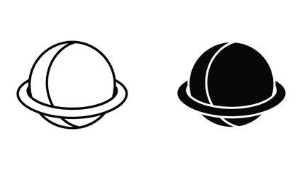 Black and white illustration of a planet with rings © pngmarket