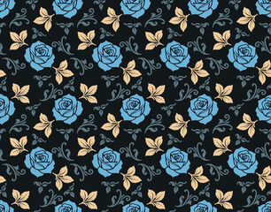 Vintage Blue Rose Seamless Repeat