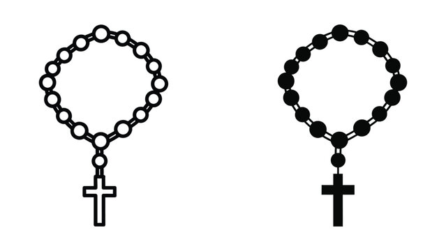Simple rosary icons in black and white