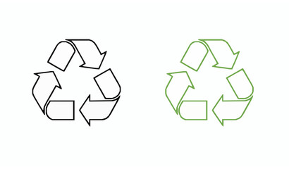 Obraz premium Minimal Monoline Recycle Symbol Outline Recycling Icon Isolated on White Background