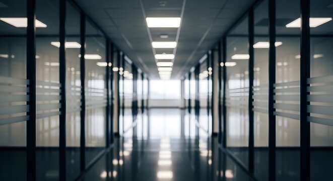 Background Modern Glass Office Corridor With City View