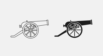 Fototapeta premium Vintage Cannon Icon Set Vector – Historic Artillery Weapon Illustration Design