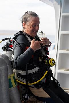 Happy Woman after a Dive