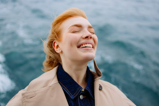 A woman on a yacht