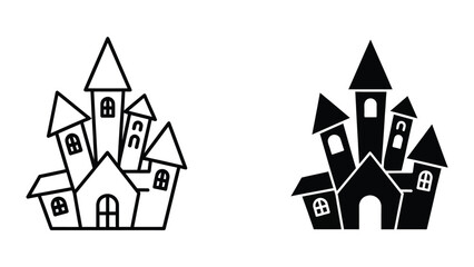 Black and white castle illustration