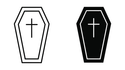 Black and white coffin icons
