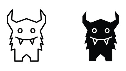 Cute cartoon monsters in black and white