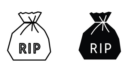 Black and white body bag icons with RIP text